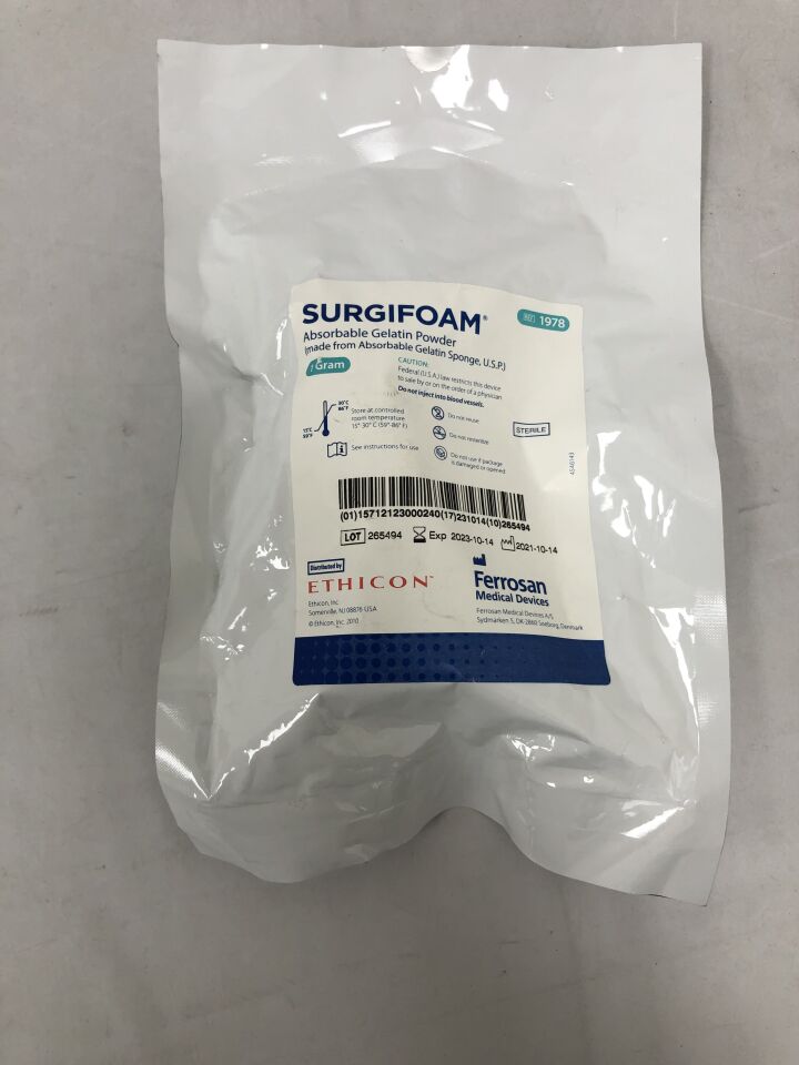 1978 - ETHICON - Surgifoam Absorbable Gelatin Powder, 1g
, () - ( Expiry Date: 2023-10-14 )