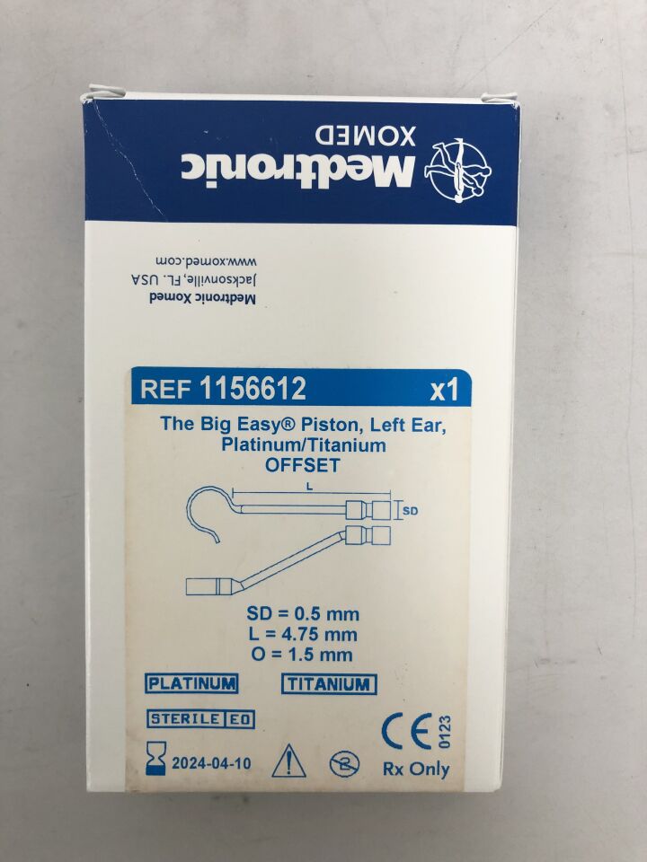 1156612 - MEDTRONIC - The Big Easy Piston, Prosthesis, Left Ear, Platinum/Titanium, Offset, 0.5mm SD, 4.75mm L, 1.5mm O, (BX/1) - ( Expiry Date: 2024-04-10 )