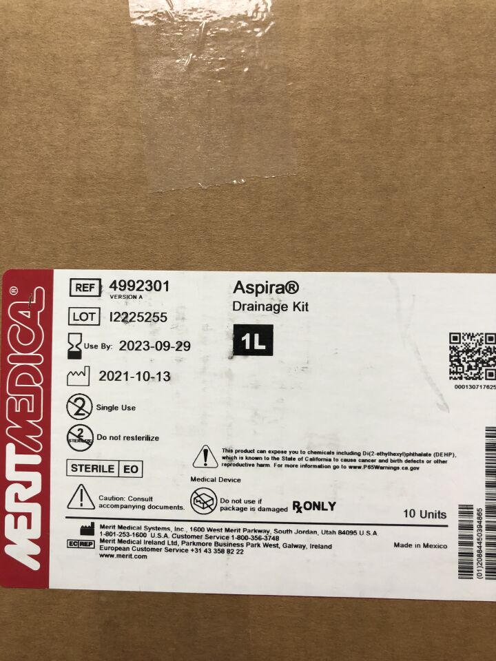 4992301 - MERIT - Aspira Pleural/Peritoneal Drainage Kit, 1L, (BX/1) - ( Expiry Date: 2023-09-29 )