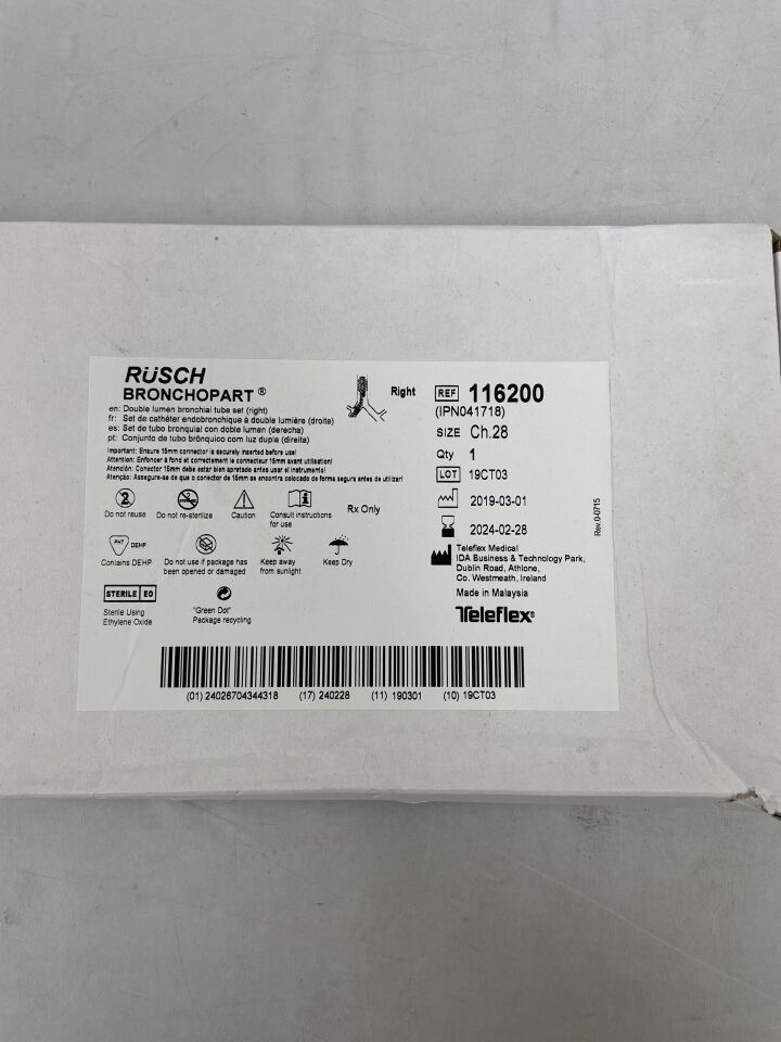 116200280 - TELEFLEX - Endobronchial Tube, Double, Right, 28 Fr, (BX/1) - ( Expiry Date: 2024-02-28 )