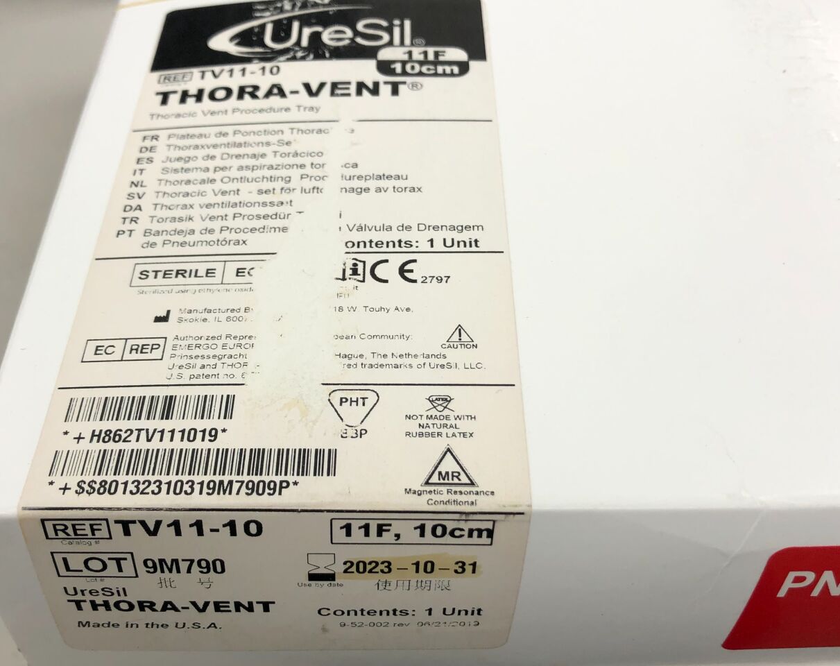 TV11-10 - URESIL - TRU-CLOSE Thora-Vent Thoracic Vent Procedure Tray, 11F, 10cm, (BX/1) - ( Expiry Date: 2023-10-31 )