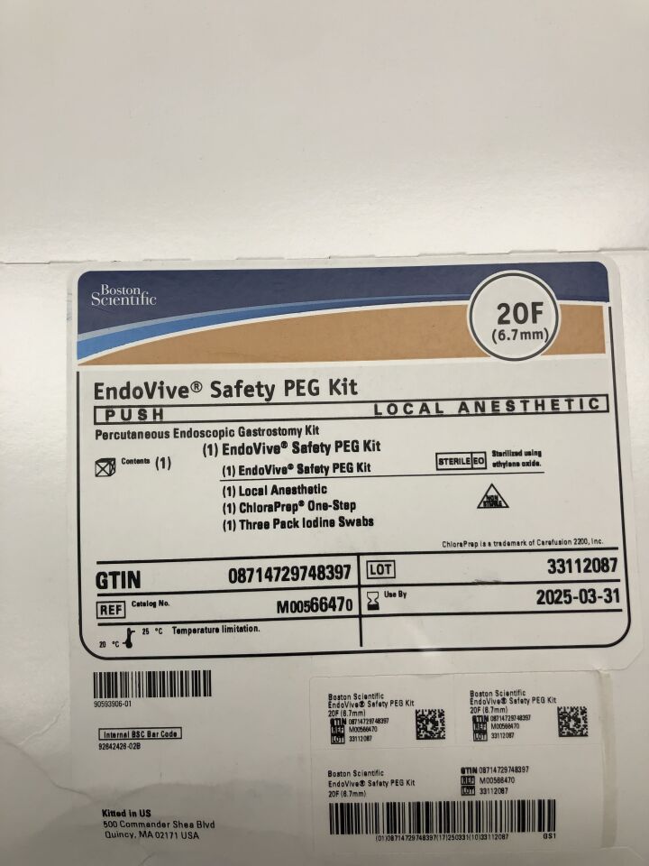 6647 - BOSTON SCIENTIFIC - Kit de seguridad PEG EndoVive, de empuje, kit de gastrostomía endoscópica percutánea, anestesia local, 20 F, (caja/1) - (Fecha de caducidad: 31/03/2025)