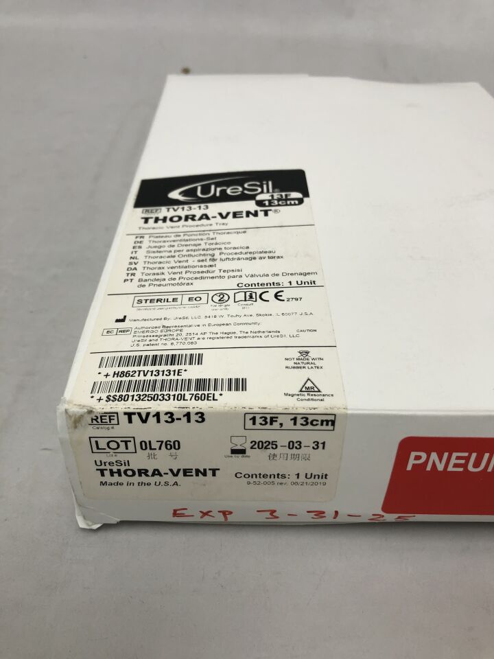 TV13-13  -  URESIL  -  Thora-Vent Procedure Tray, 13F, 13cm , ( BX/1 )  -  ( Expiry Date : 2025-03-31 )