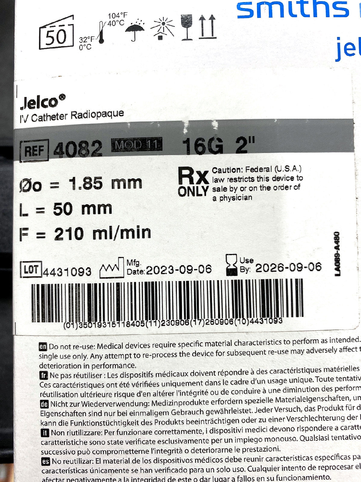 4082 + 408211 - SMITHS MEDICAL - Jelco, (BX/50)