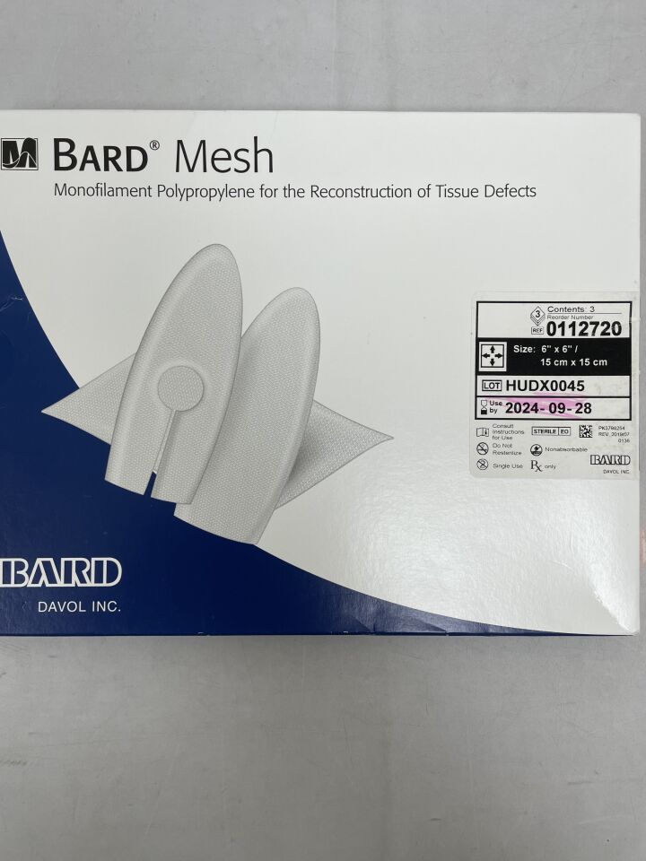 112720 - BARD - Polypropylene Flat Sheet Mesh 6" x 6", (EA) - ( Expiry Date: 2024-09-28 )