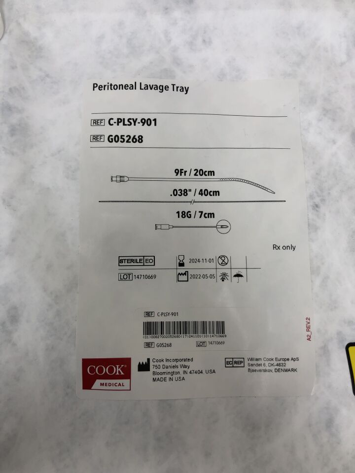 G05268 - COOK - Peritoneal Lavage Tray, (EA) - ( Expiry Date: 2024-11-01 )
