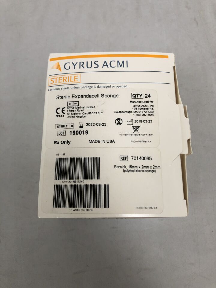 70140095 - GYRUS - Earwick Polyvinyl Alcohol Sponge, 16 x 2 x 2mm
, () - ( Expiry Date: 2022-03-23 )