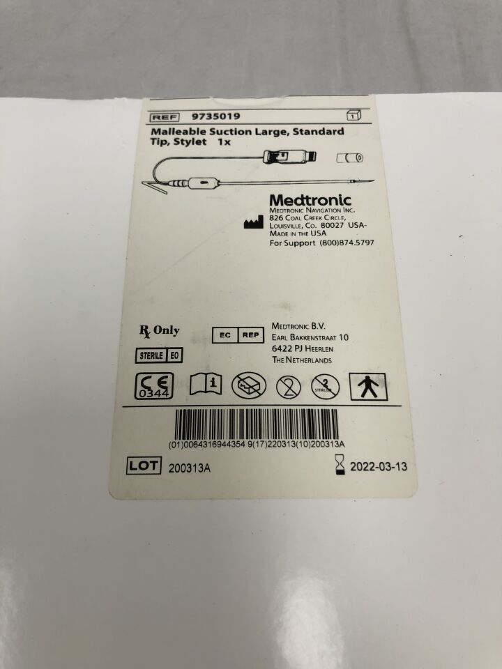 9735019 - MEDTRONIC - Malleable Suction Large, Standard Tip, Stylet, () - ( Expiry Date: 2022-03-13 )