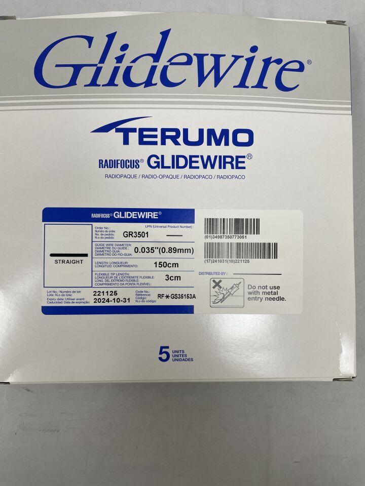 GR3501 - TERUMO - Radifocus Glidewire - Straight - .035" x 150cm x 3cm
, (BX/5) - ( Expiry Date: 2024-10-31 )