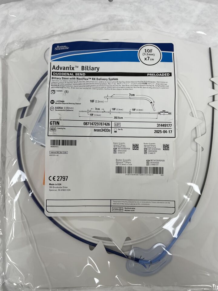 3433 - 波士頓科學 - Advanix 膽道十二指腸彎曲預裝膽道支架，帶 NaviFlex RX 輸送系統，10Fr x 7cm，（EA）-（有效期至：2025-04-17）