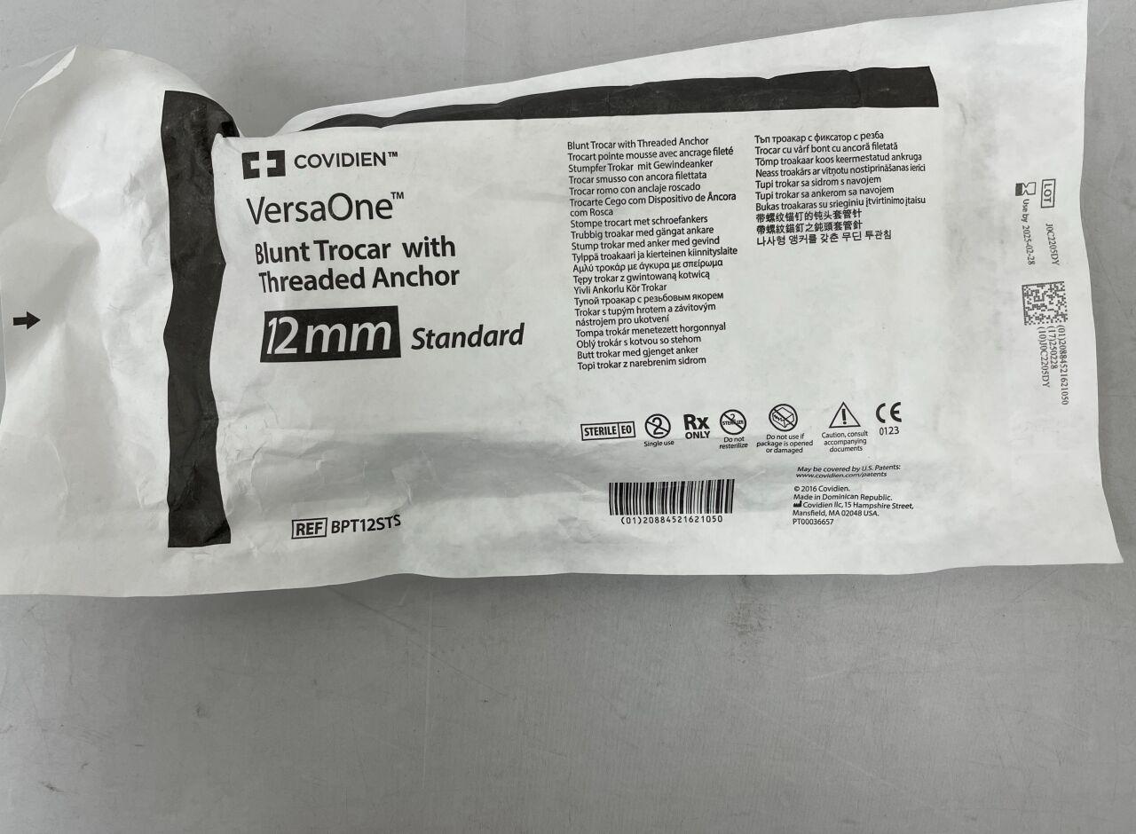 BPT12STS - COVIDIEN - VersaOne 鈍頭套管針，帶螺紋錨定器，標準型，12mm，（EA）-（有效期至：2025-02-28）