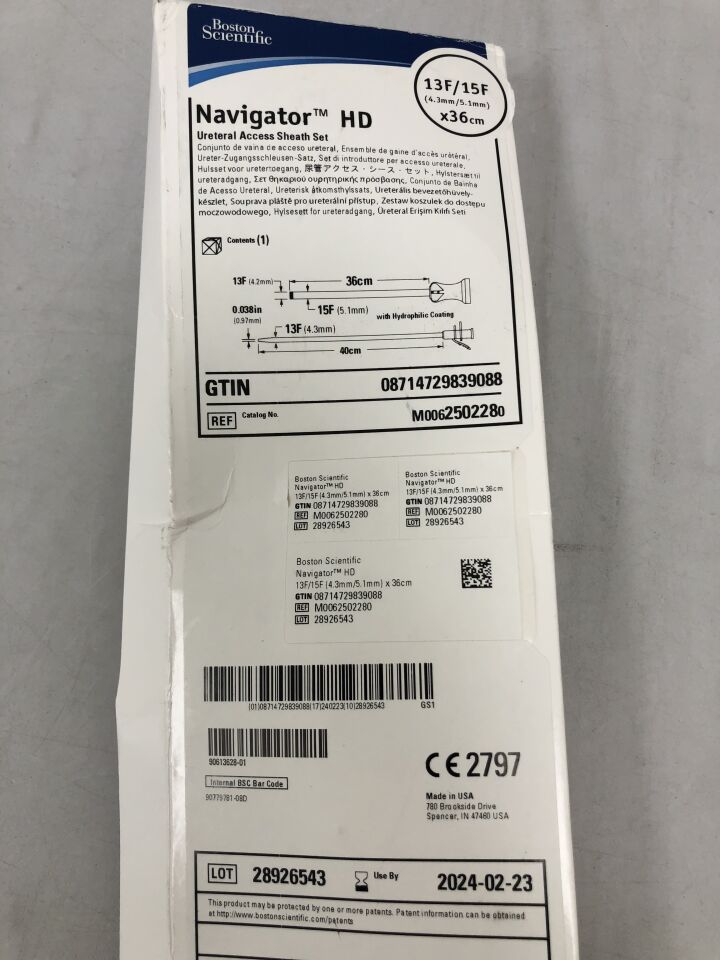 250228 - BOSTON SCIENTIFIC - Navigator HD Ureteral Access Sheath Set, 13F, 15F X 36cm, () - ( Expiry Date:  )