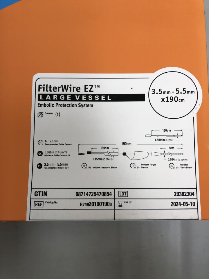 20100190 - BOSTON SCIENTIFIC - FilterWire EZ Large Vessel Embolic Protection System 3.5mm - 5.5mm x 190cm, () - ( Expiry Date: 2024-08-08 )
