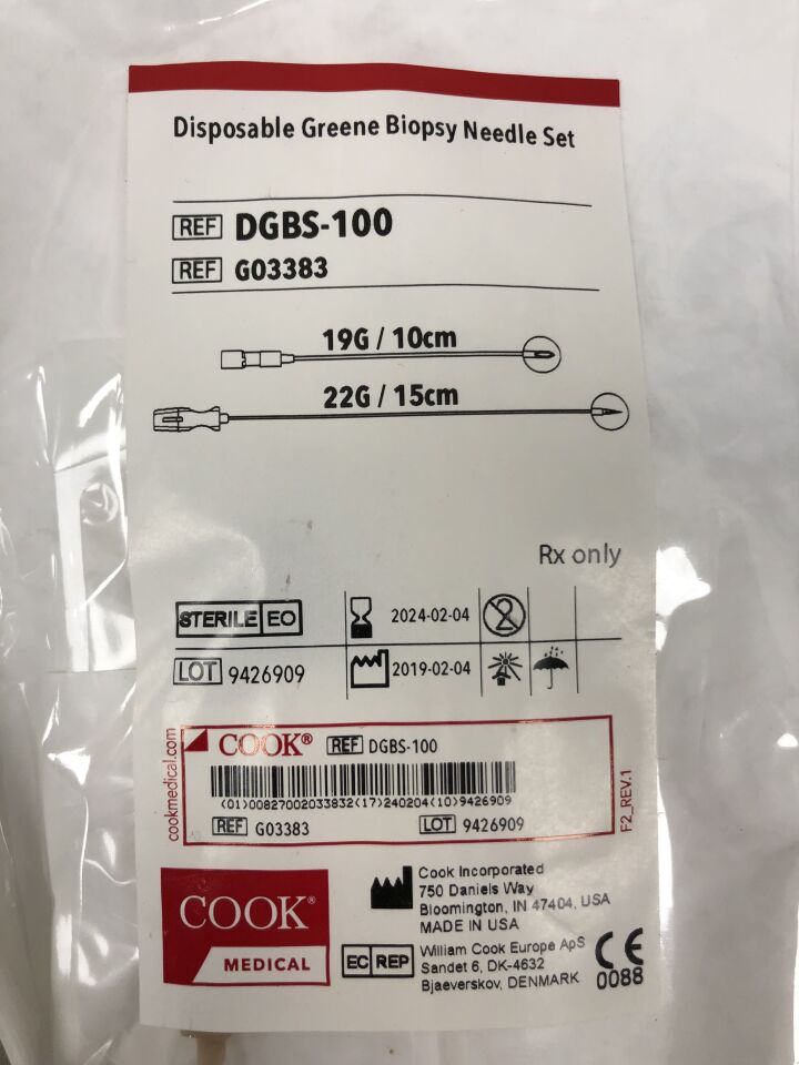 G03383 - COOK - Greene Biopsy Needle Set, 19G, 22G, (EA) - ( Expiry Date: 2024-02-04 )