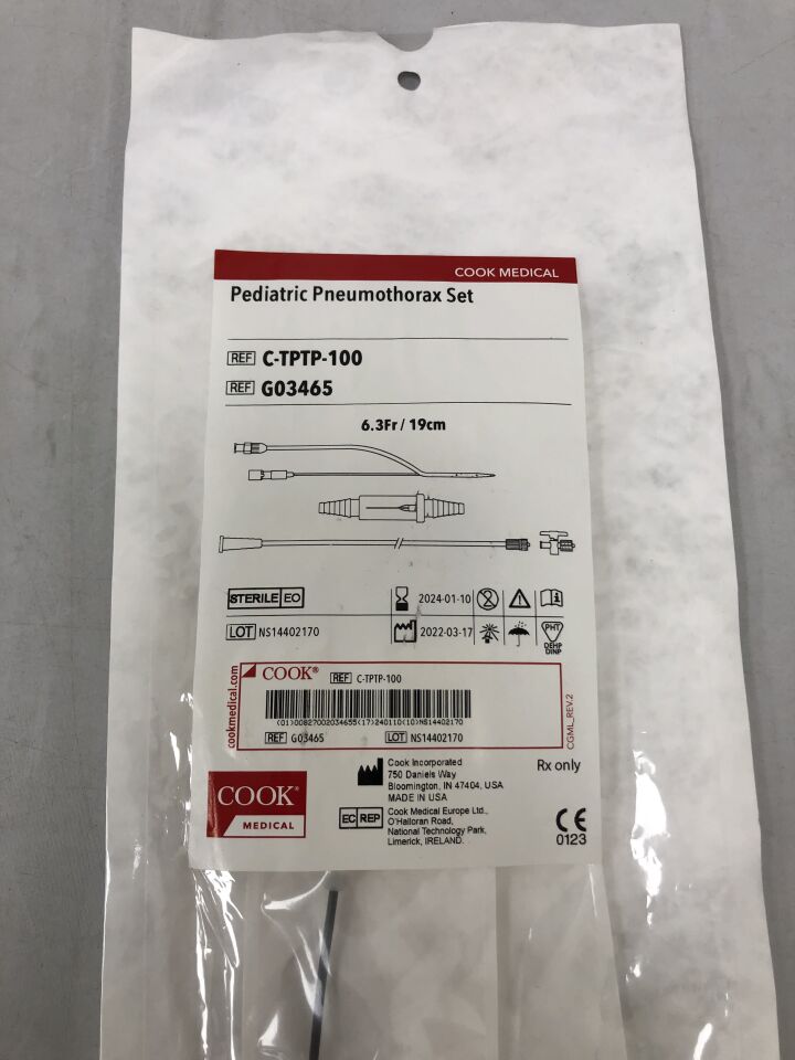 G03465 - COOK - Pneumothorax Set 6.3F x 19cm, PTFE, (EA) - ( Expiry Date: 2024-01-10 )