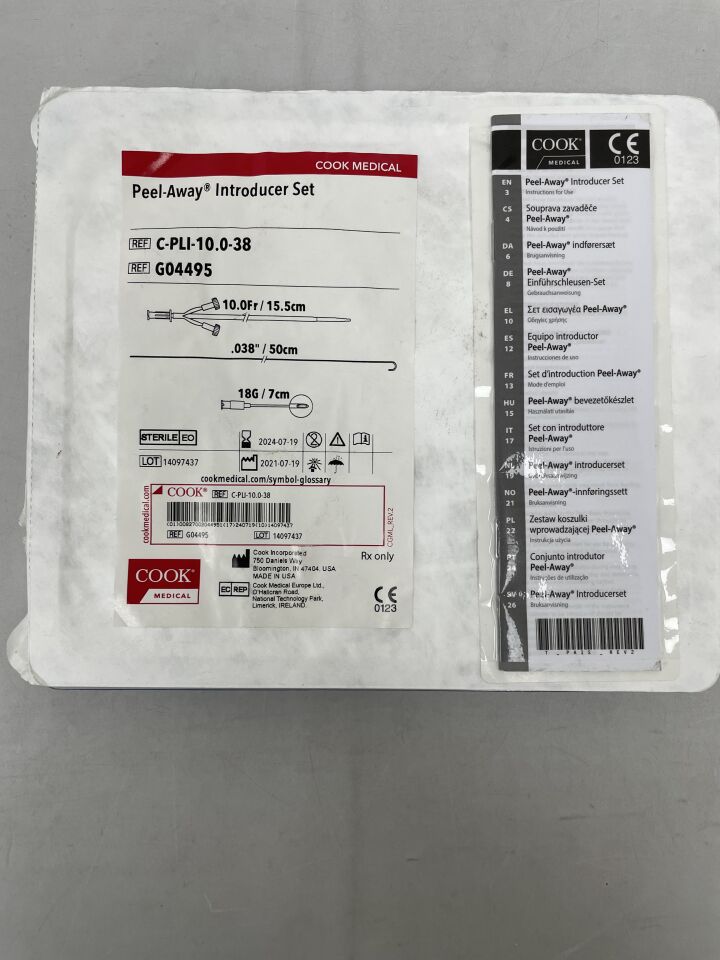 G04495 - COOK - Peel-Away Introducer Set - C-PLI-10.0-38 - 10Fr x 15.5cm, (EA) - ( Expiry Date: 2024-07-19 )