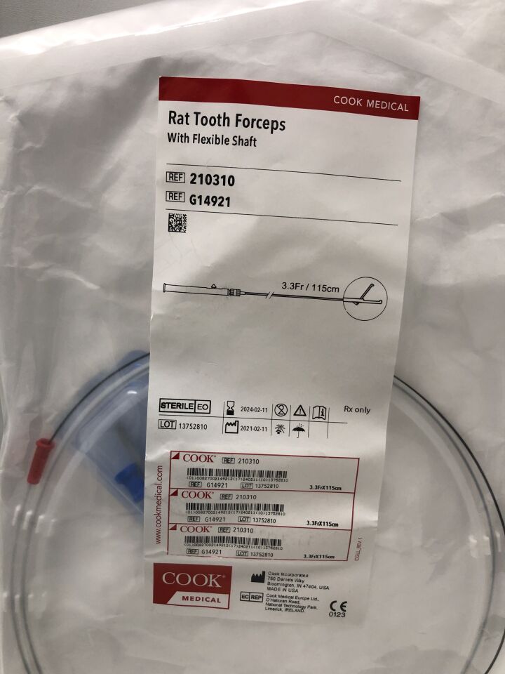 G14921 - COOK - Rat Tooth Retrieval Forceps 3.3F x 115cm, (EA) - ( Expiry Date: 2024-02-11 )