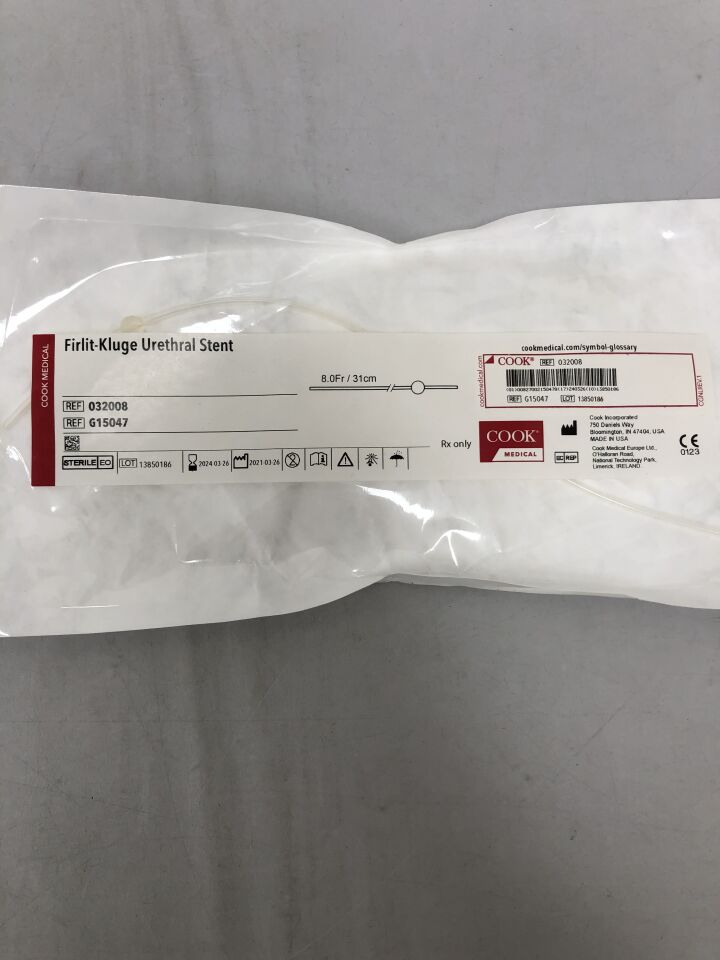 G15047 - COOK - First-Kluge Urethral Stent, 8.0F, () - ( Expiry Date: 2024-03-26 )