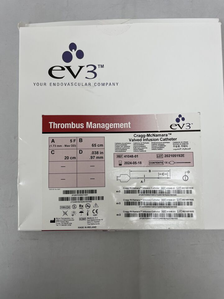 41048-01 - EV3 - Cragg-McNamara Valved Infusion Cath. 5F x 65cm x 20cm x 038In, () - ( Expiry Date:  )