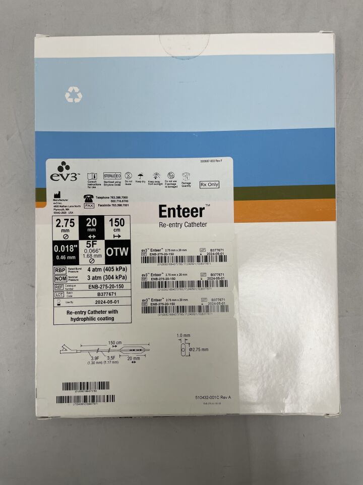 ENB-275-20-150 - EV3 - Enteer Re-Entry Catheter 2.75mm x 20mm, 150cm (No Box), (BX/1) - ( Expiry Date: 2024-05-01 )