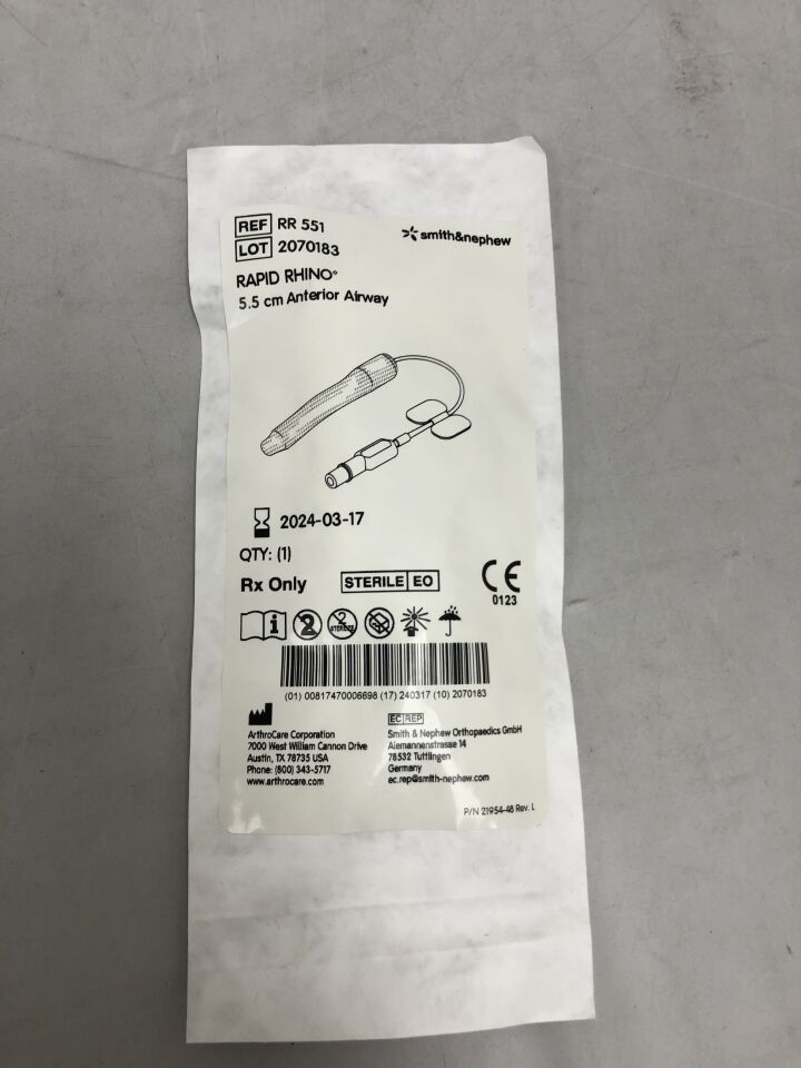 RR551 - SMITH & NEPHEW - Rapid Rhino 5.5cm Inflatable Unilateral with Airway, () - ( Expiry Date: 2024-03-17 )