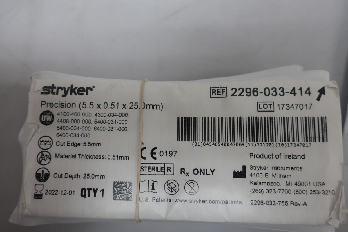 2296-033-414 - STRYKER - Thick Micro Oscillating/Sagittal Saw Blade, 25 L x 5.5 mm, ()