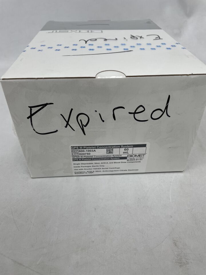 800-1003A - BIOMET - GPS III Platelet Concentration Separation Kit, (BX/1) - ( Expiry Date: 2024-01-01 )