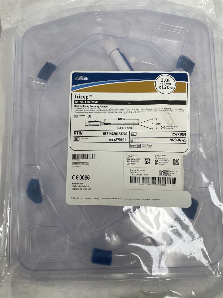 370101 - BOSTON SCIENTIFIC - tricep mini-throw hooked-prong grasping forceps 3.0f x 120 cm, (EA) - ( Expiry Date: 2023-02-26 )