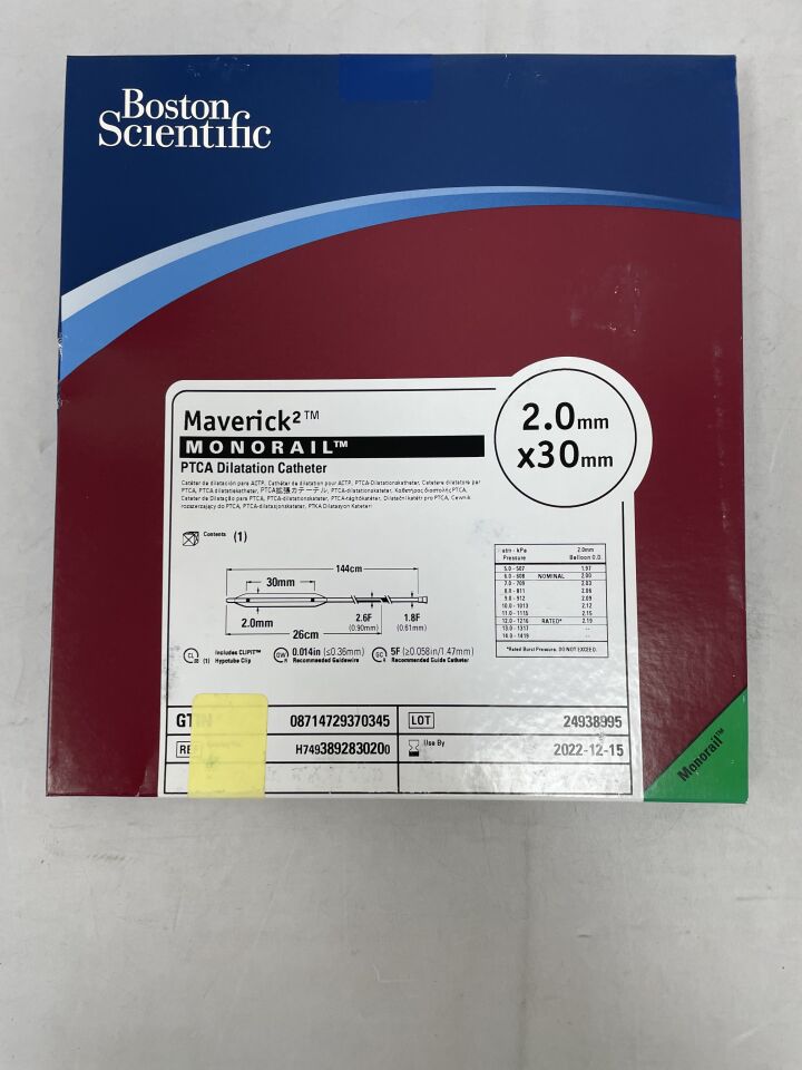 389283020 - BOSTON SCIENTIFIC - Maverick 2 MONORAIL PTCA Dilatation Catheter - 2.0mm x 30mm, (BX/1) - ( Expiry Date: 2022-12-15 )