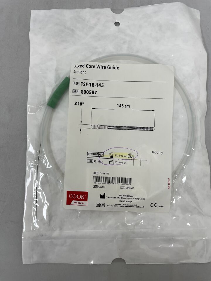 G00587 - COOK - Fixed Core Wire Guide, Straight, .018" x 145cm
, () - ( Expiry Date: 2024-03-07 )