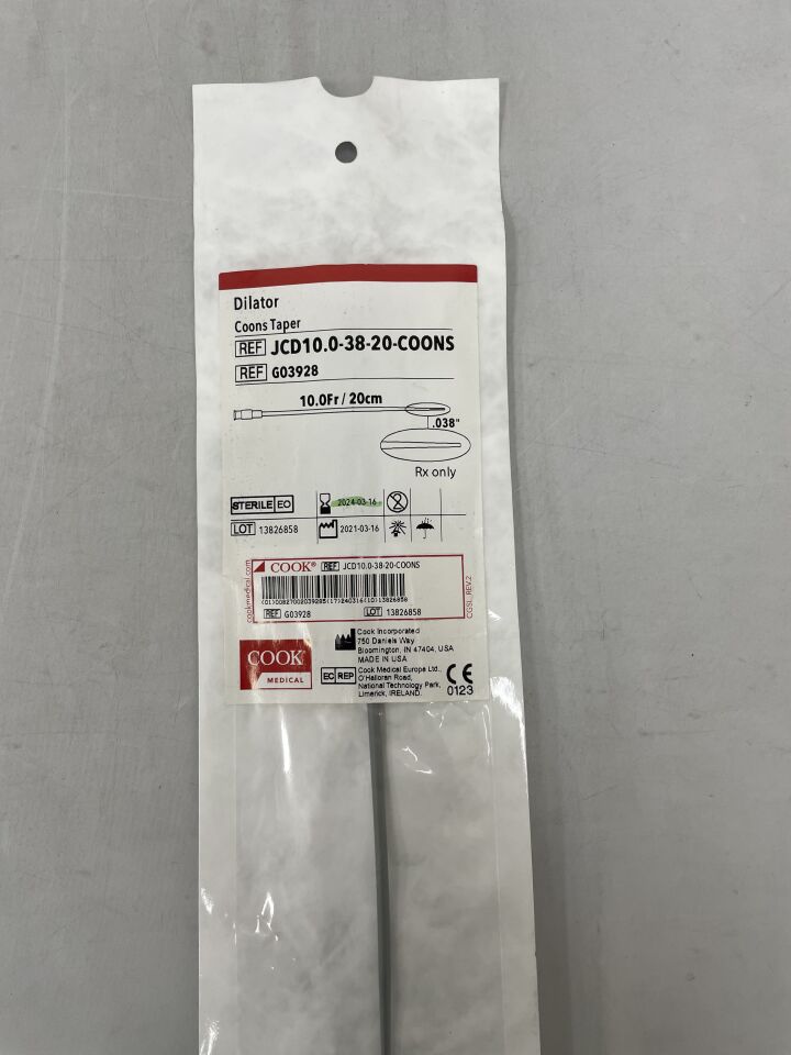 G03928 - COOK - Coons Taper Dilator, 10 Fr x 20 cm, (EA) - ( Expiry Date: 2024-03-16 )