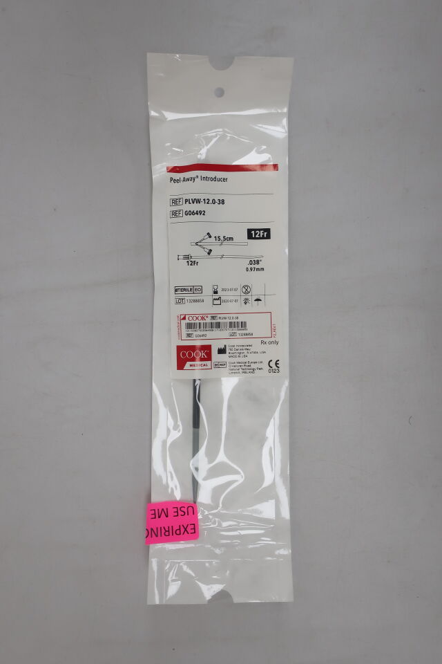 G06492 - COOK - Peel-Away Introducer Interventional 15.5CM , 12Frx.038"(0.97MM) , () - ( Expiry Date: 2024-02-18 )