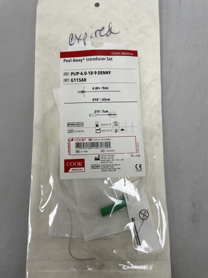 G11568 - COOK - Peel-away introducer set, DENNY MODIFICATION, 6F X 65CM, (EA) - ( Expiry Date: 2024-01-27 )