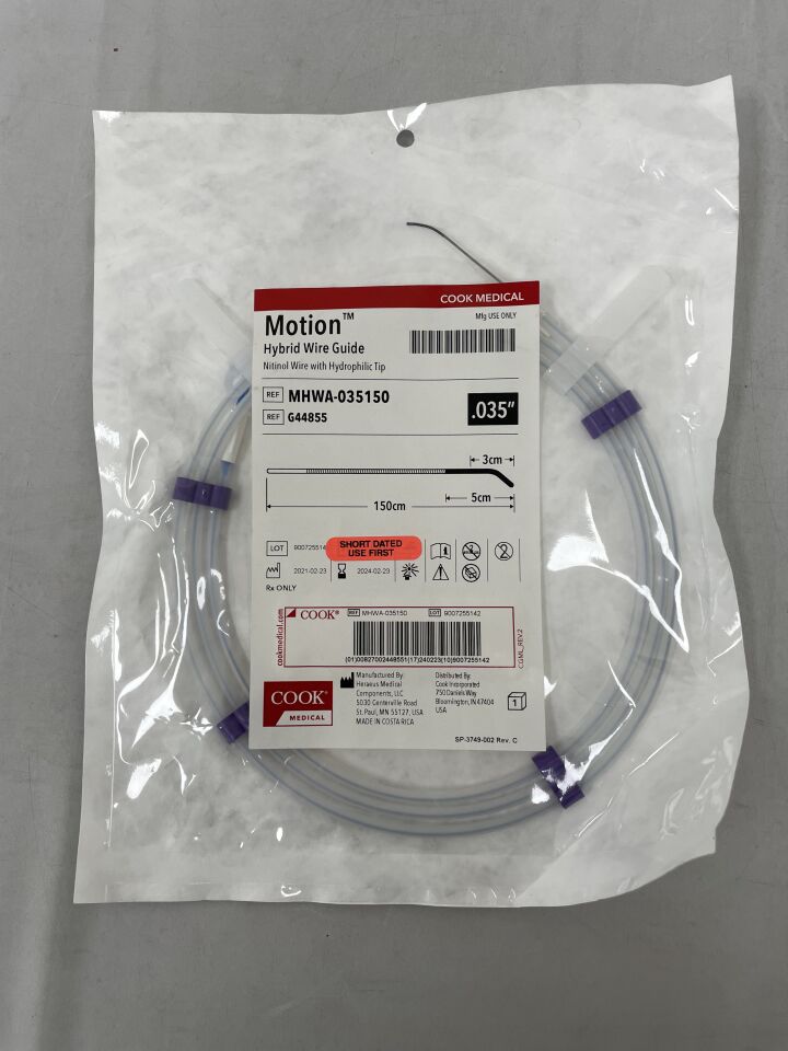 G44855 - COOK - Motion Hybrid Nitinol Wire Guide, Angled 0.035" x 150cm, 3cm Flexible, () - ( Expiry Date: 2024-02-23 )