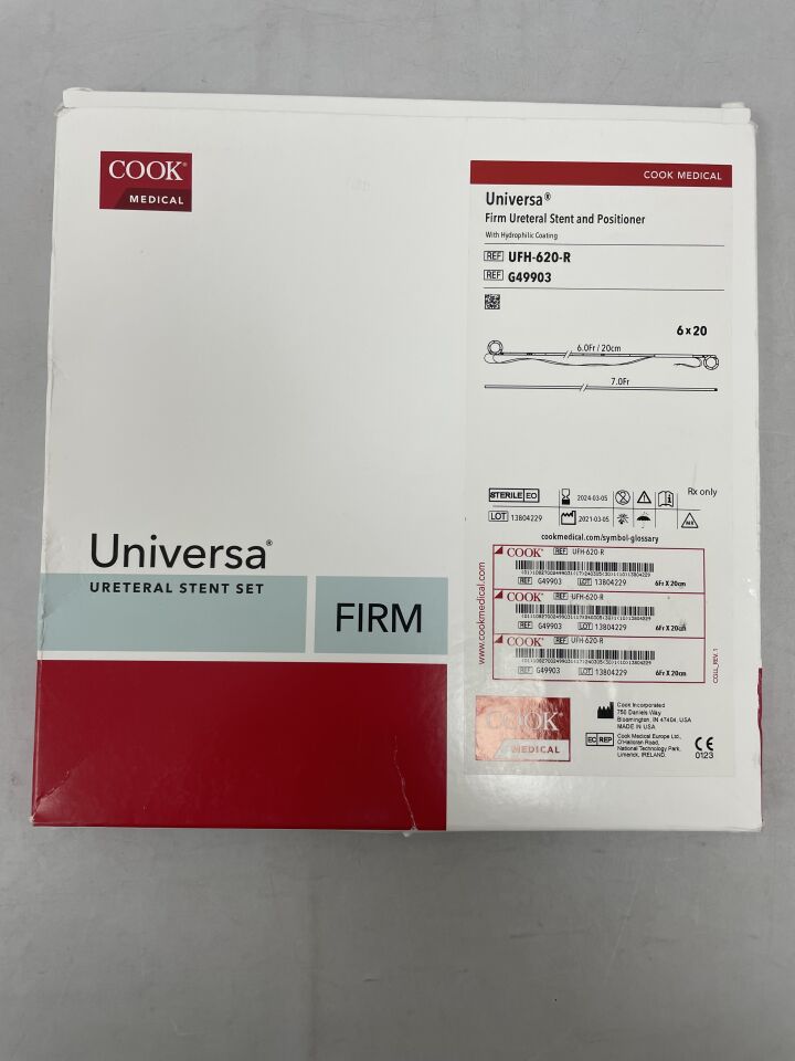 G49903 - COOK - Universa Firm Ureteral Stent & Positioner, 6F x 20cm, (BX/1) - ( Expiry Date: 2024-03-05 )