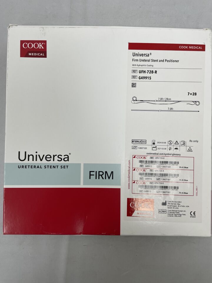 G49915 - COOK - Universa Firm Ureteral Stent & Positioner, 7Fr x 28cm, (BX/1) - ( Expiry Date: 2024-03-08 )