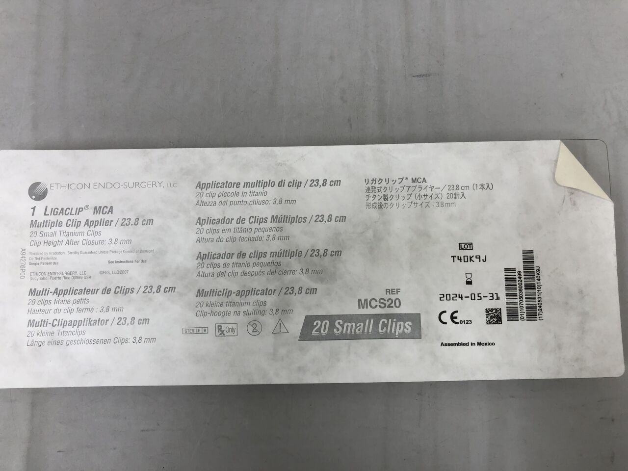 MCS20 - ETHICON - Ligaclip Multiple Clip Applier, Small, 23.8cm Length, () - ( Expiry Date: 2024-05-31 )