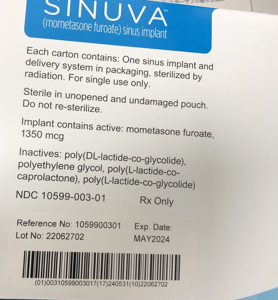 1059900301 - INTERSECT - ENT Sinuva Sinus Implant, () - ( Expiry Date: 2024-05-01 )