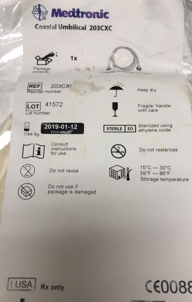 203CXC - MEDTRONIC - Coaxial Umbilical Cable, (BX/12) - ( Expiry Date: 2023-11-29 )