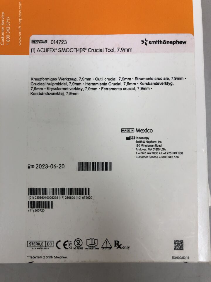 14723 - SMITH & NEPHEW - Acufex Smoother Crucial Tool, 7.9mm, (BX/1) - ( Expiry Date: 2023-06-20 )