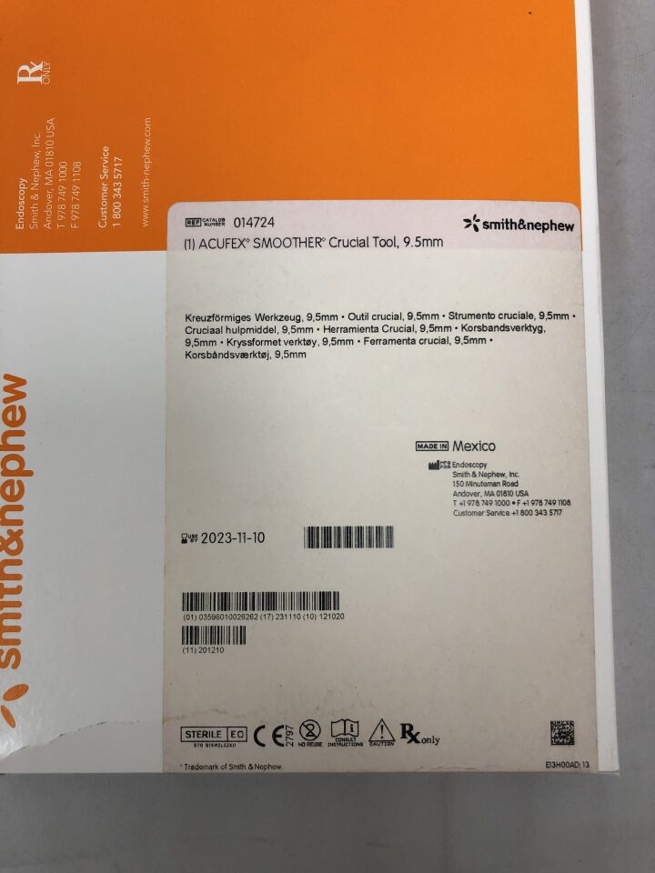 14724 - SMITH & NEPHEW - Acufex Smoother Crucial Tool, 9.5mm, (BX/1) - ( Expiry Date: 2023-11-10 )