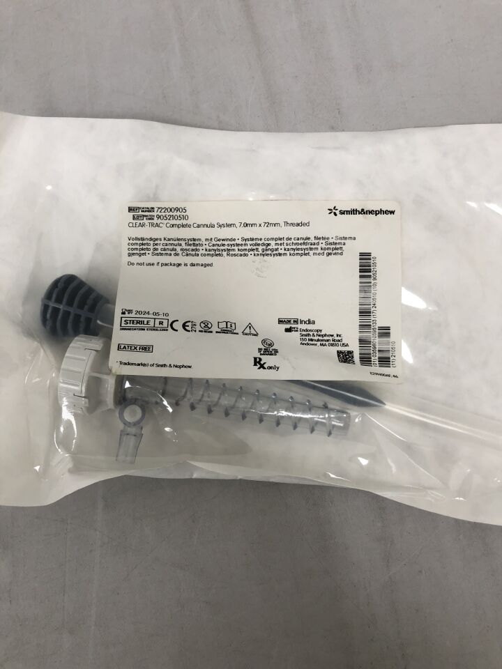 72200905 - SMITH & NEPHEW - Clear-Trac Complete Cannula System, Threaded 7mm X 72mm, (EA) - ( Expiry Date: 2024-05-10 )