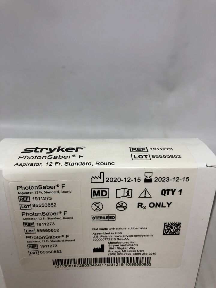 1911273 - STRYKER - PhotonSaber F, Aspirator, 12F, Standard, Round, (BX/1) - ( Expiry Date: 2023-12-15 )
