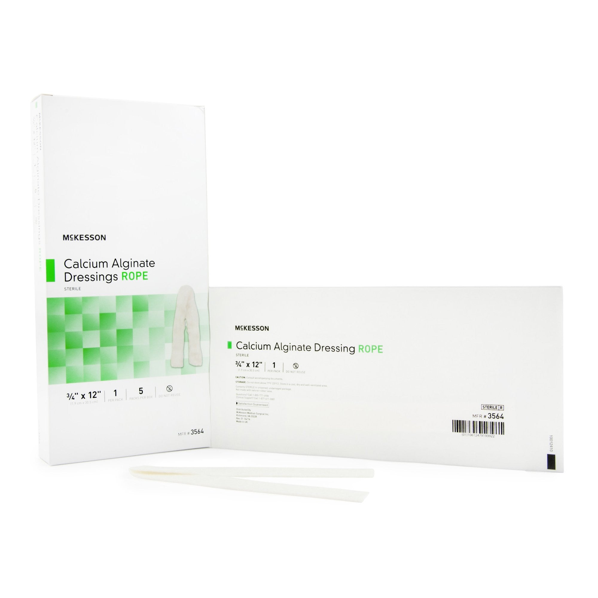 883271 - McKesson - McKesson Alginate Dressing 3/4 X 12 Inch Rope, 3564, Case of 50, (CS)