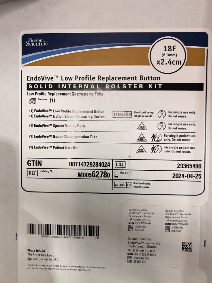 6278 - BOSTON SCIENTIFIC - EndoVive Low Profile Replacement Button, Solid Internal Bolster Kit, 18F x 2.4cm, () - ( Expiry Date: 2024-05-31 )