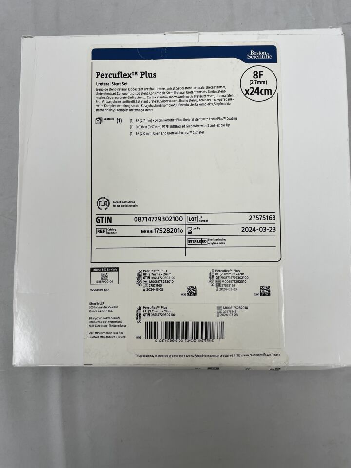 17528201 - BOSTON SCIENTIFIC - Percuflex Plus Ureteral Stent Set, 8F x 24cm, (BX/1) - ( Expiry Date: 2024-03-23 )