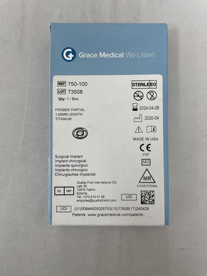 750-100 - GRACE MEDICAL - Frisbee Partial 1mm Length Titanium, (BX/1) - ( Expiry Date: 2024-04-28 )