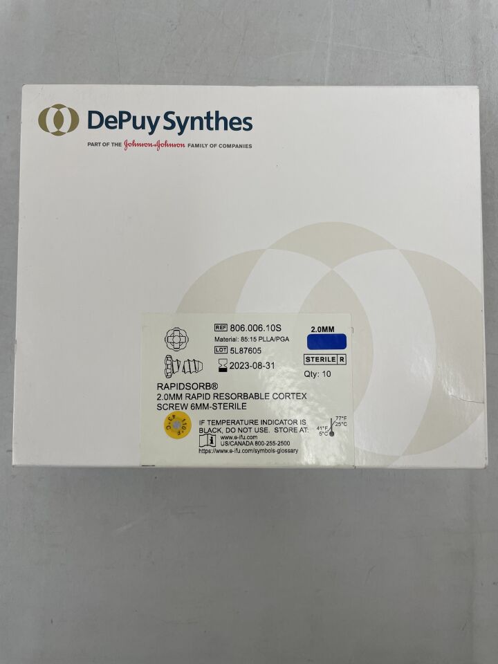 806.006.10S - SYNTHES - RAPIDSORB Cortex Screw. 2 x 6mm, (BX/10) - ( Expiry Date: 2023-08-31 )