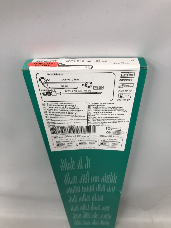 BCAF66 - COLOPLAST - Double Loop Ureteral Stent Kit, Biosoft Duo, 6F X 30cm, (BX/1) - ( Expiry Date: 2024-04-27 )