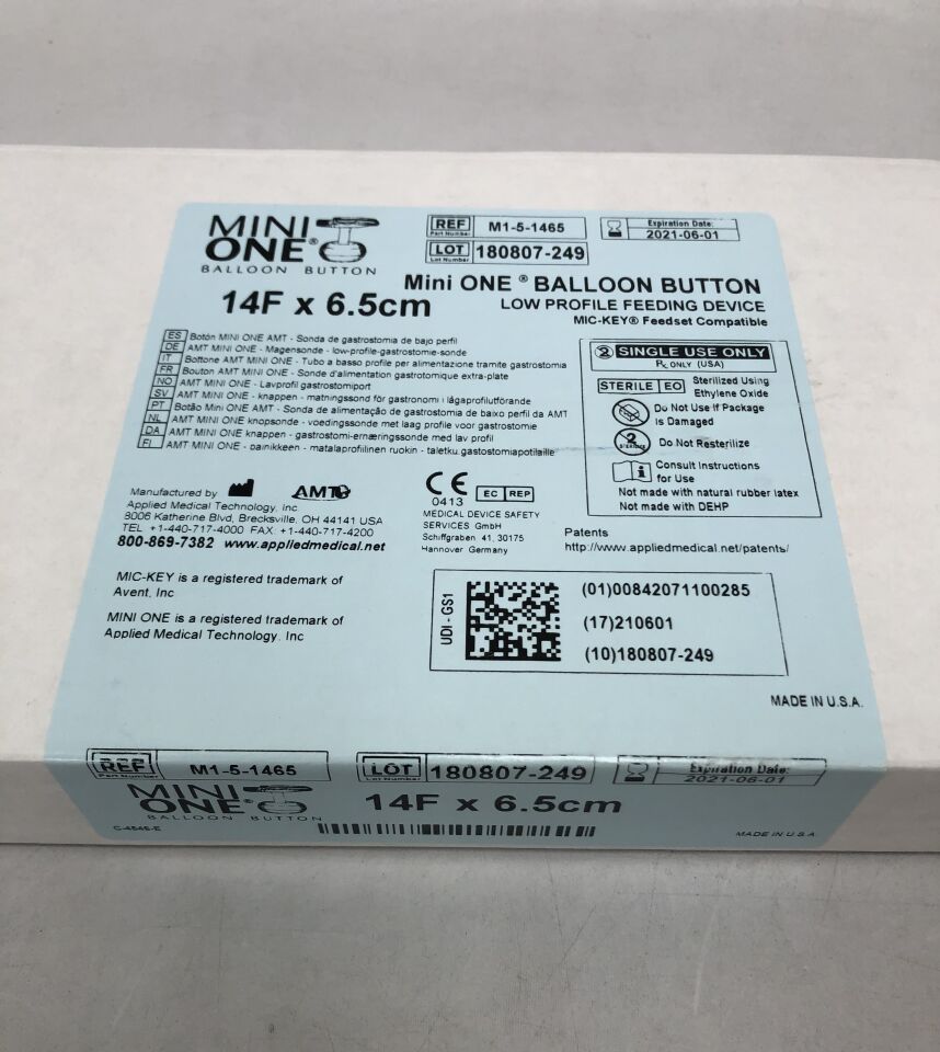 M1-5-1465 - APPLIED MEDICAL - Mini ONE Balloon Button, Low Profile Feeding Device, 14FR x 6.5cm, (BX/1) - ( Expiry Date: 2021-06-01 )